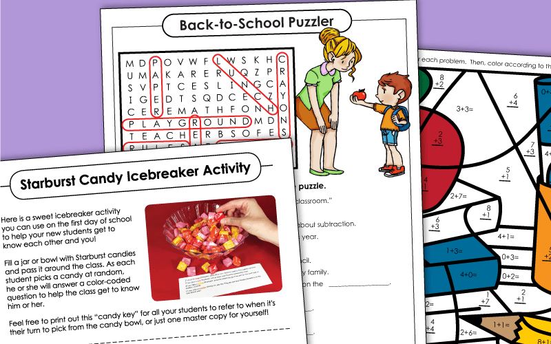 Back to School Worksheets 回到学校的工作表