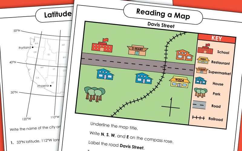 map skills Worksheets 地图技能工作表
