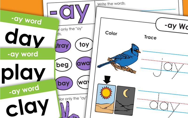 word family ay Worksheets word family ay工作表