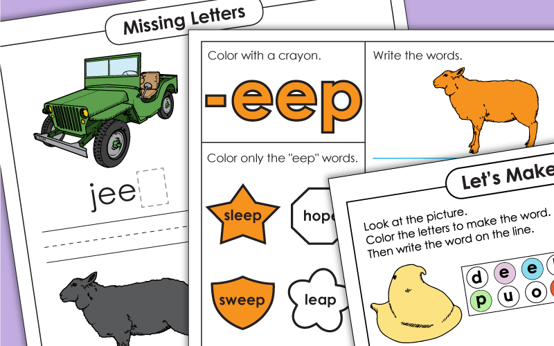 word family eep Worksheets 单词家庭EEP工作表