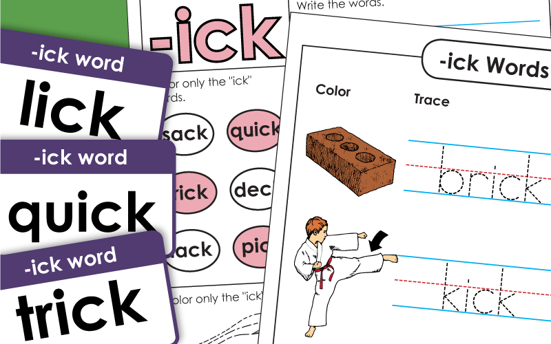 word family ick Worksheets 单词家庭ICL工作表
