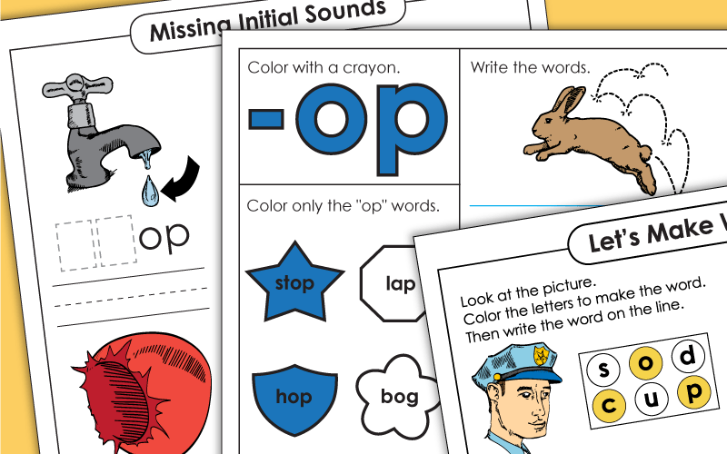 word family op Worksheets Word Family op工作表