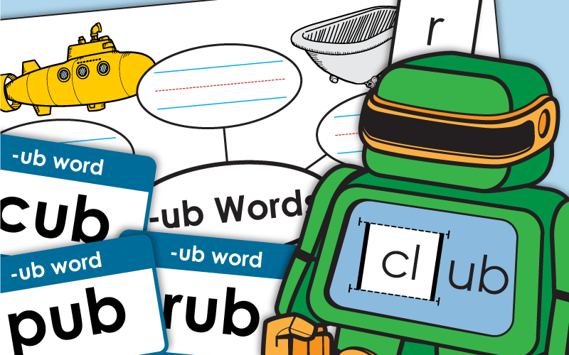 word family ub Worksheets 单词家庭UB工作表