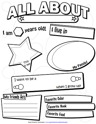 All About Me Worksheet 关于我的所有工作表