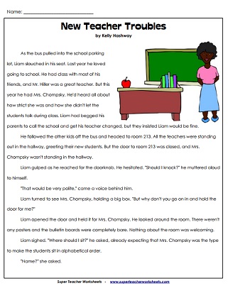 New Teacher Reading Worksheet 新教师阅读工作表